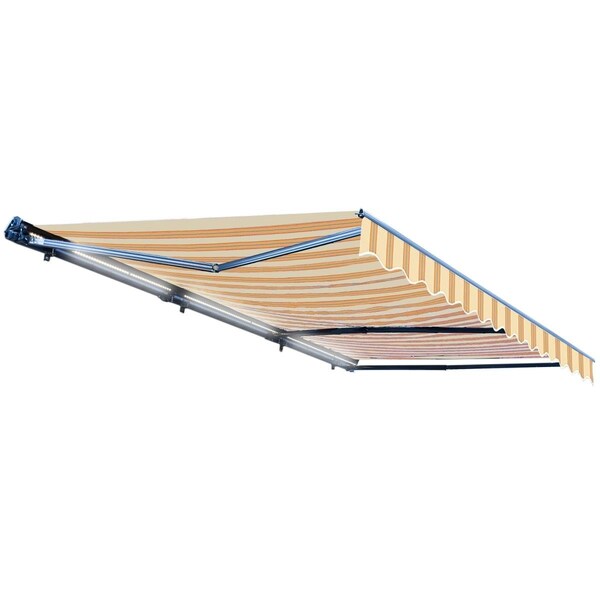 Tepee Supplies Motorized LED 20 x 10 ft. Half Cassette Retractable Awning, Multi-Stripe Yellow TE2751921 - main